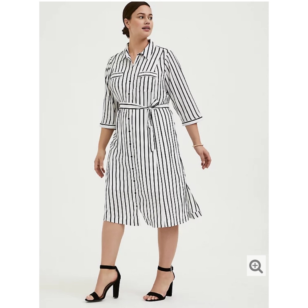Torrid Striped Georgette Midi Shirt Dress plus